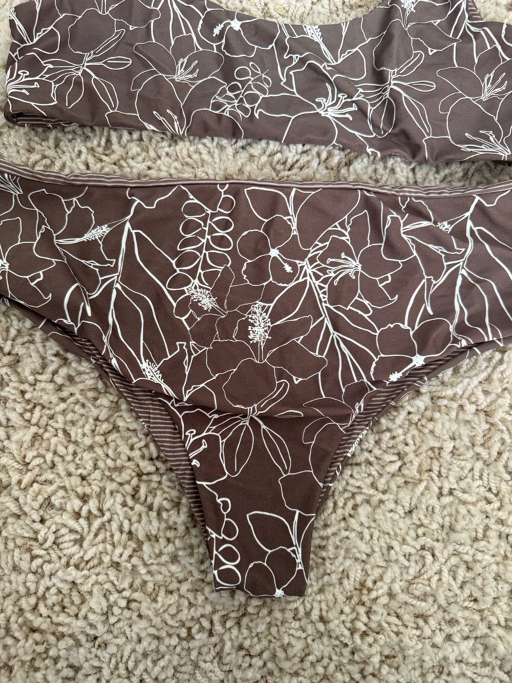 acacia swimwear Brown Floral Scoop-Top High-Waist Bikini set - Picture 3 of 5